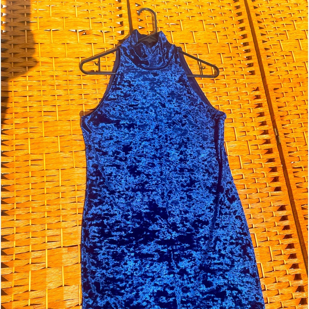 Crushed Velvet Halter Dress